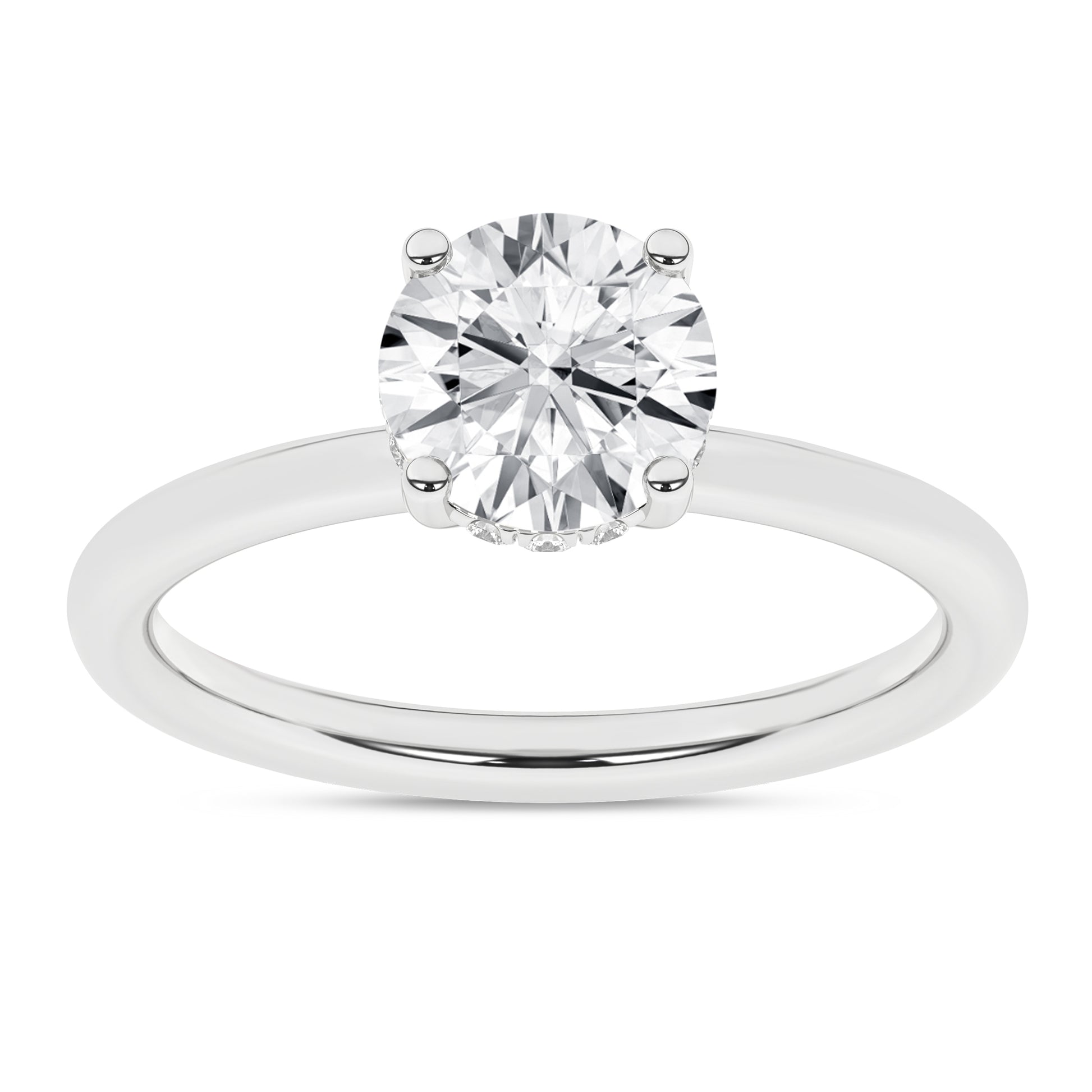 Hidden Halo Plain Shank Engagement Ring (Round)