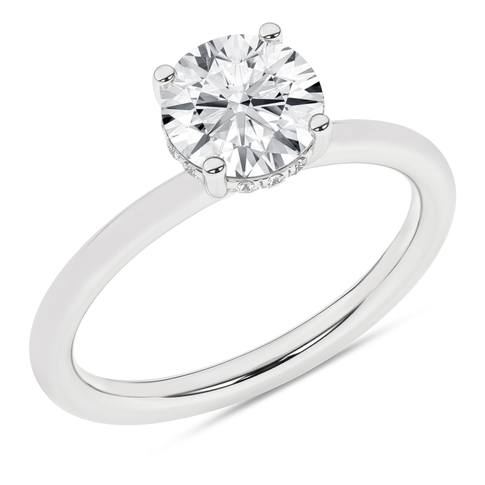 Hidden Halo Plain Shank Engagement Ring (Round)