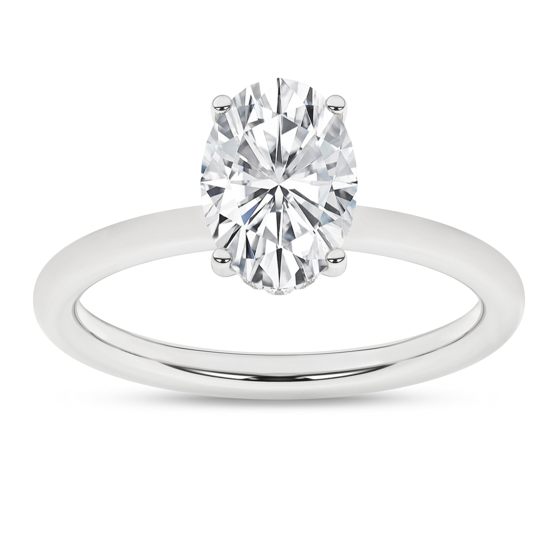 Hidden Halo Plain Shank Engagement Ring (Oval)