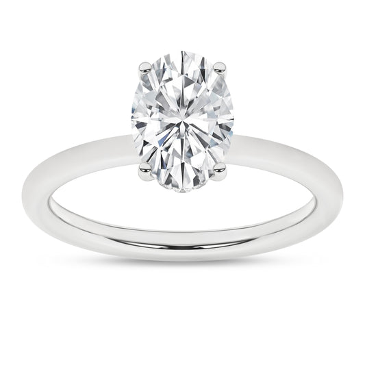 Hidden Halo Plain Shank Engagement Ring (Oval)
