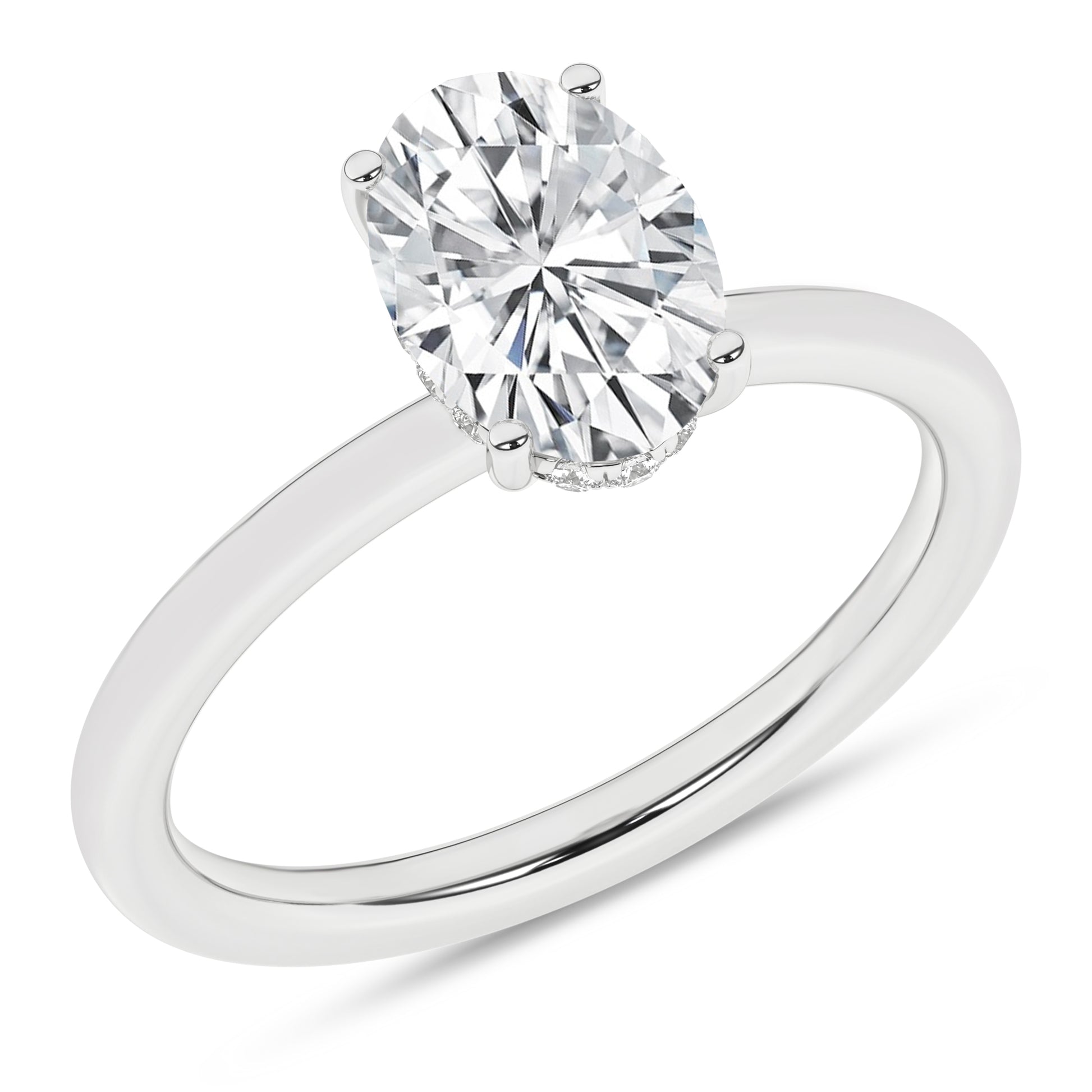 Hidden Halo Plain Shank Engagement Ring (Oval)