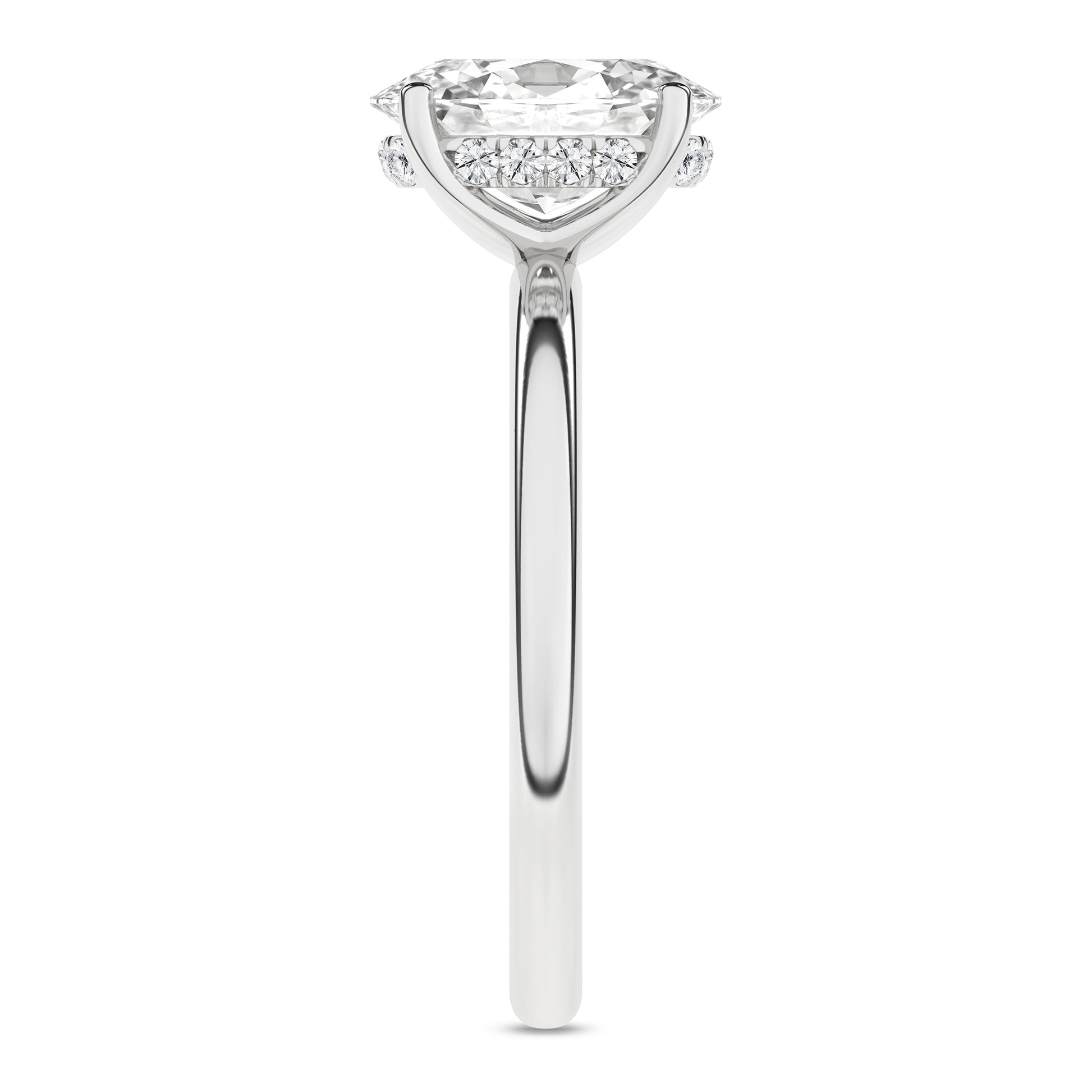 Hidden Halo Plain Shank Engagement Ring (Oval)
