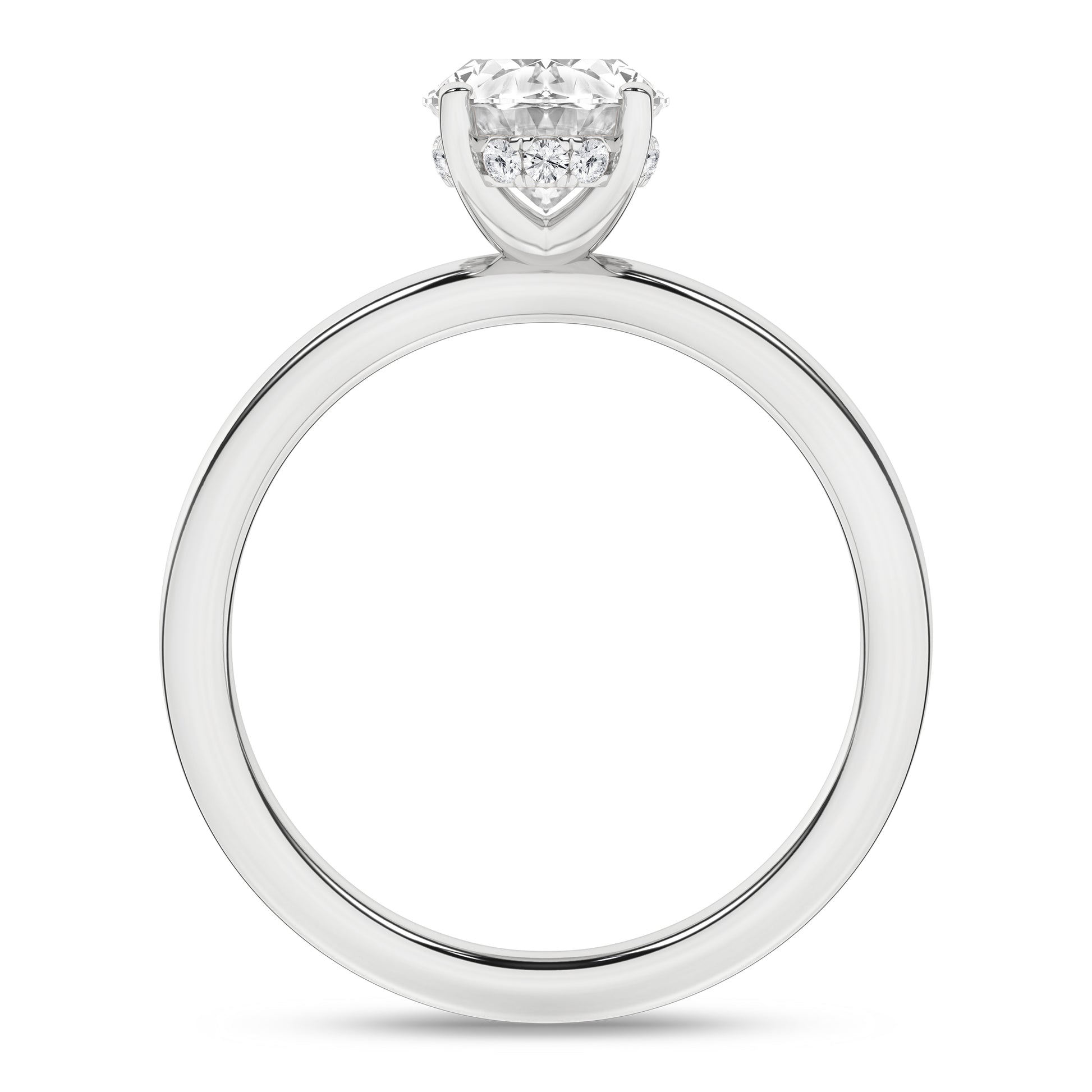 Hidden Halo Plain Shank Engagement Ring (Oval)