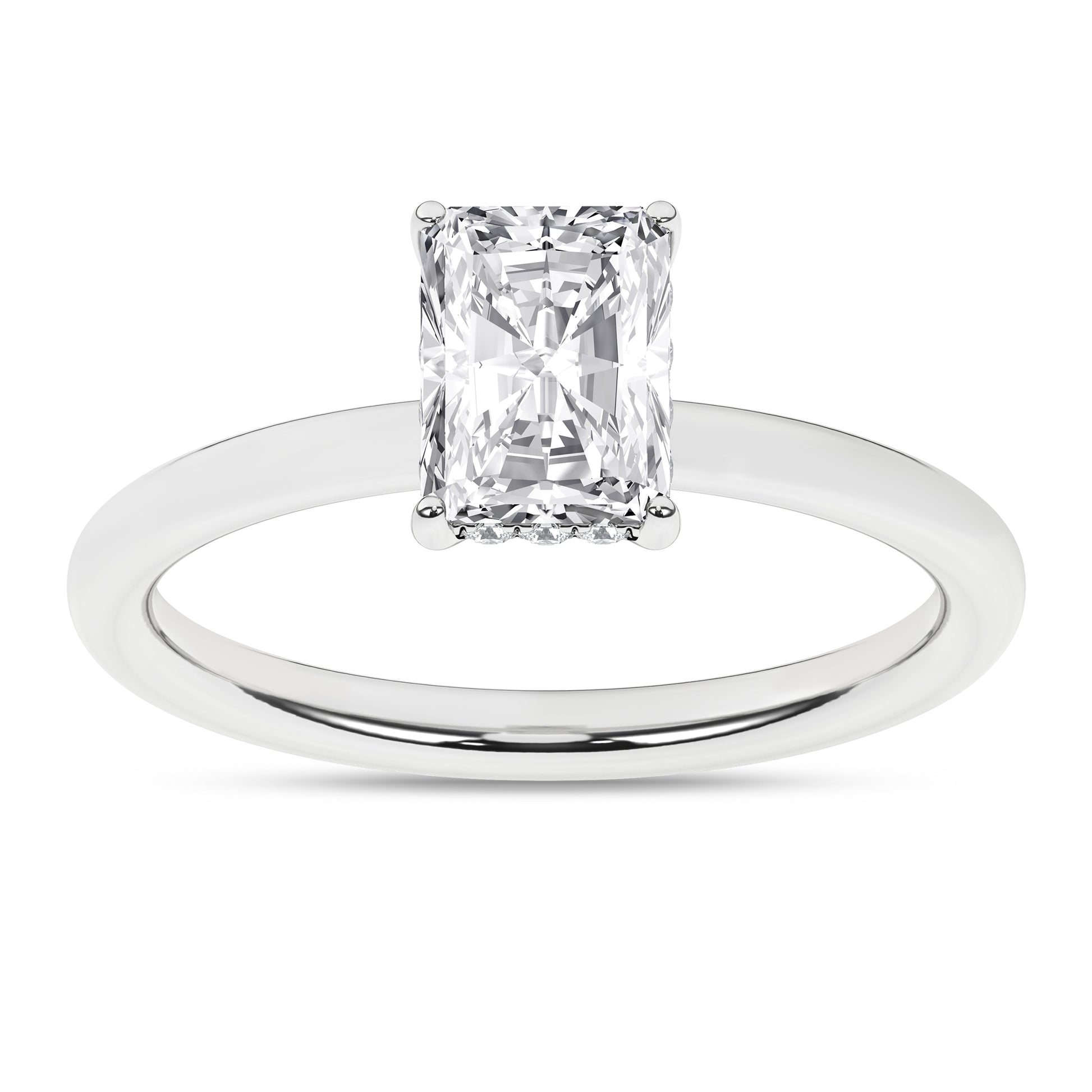 Hidden Halo Plain Shank Engagement Ring (Radiant)