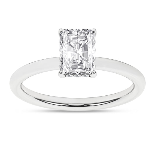 Hidden Halo Plain Shank Engagement Ring (Radiant)