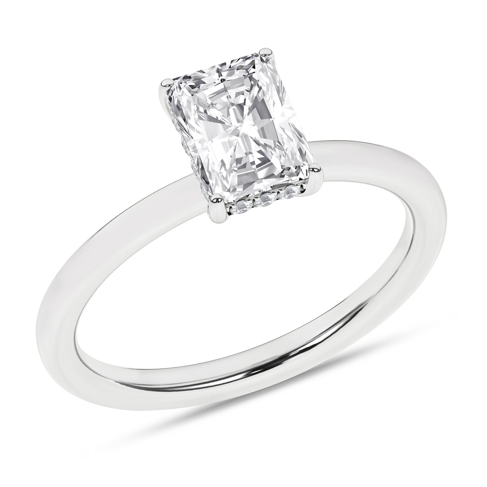 Hidden Halo Plain Shank Engagement Ring (Radiant)