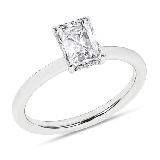 Hidden Halo Plain Shank Engagement Ring (Radiant)