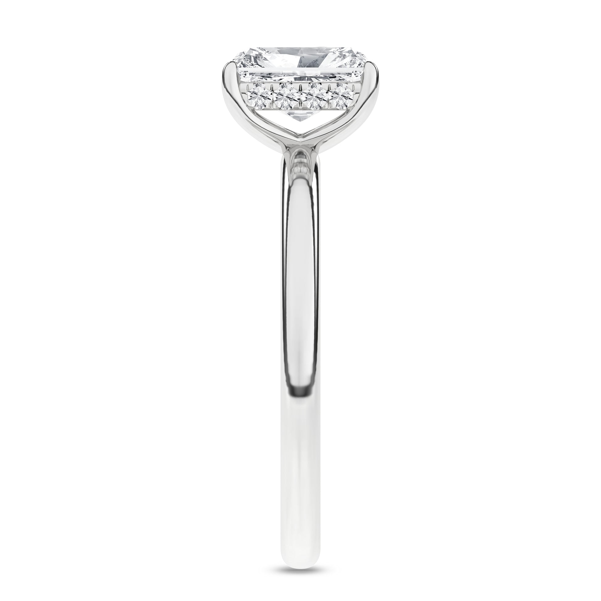 Hidden Halo Plain Shank Engagement Ring (Radiant)
