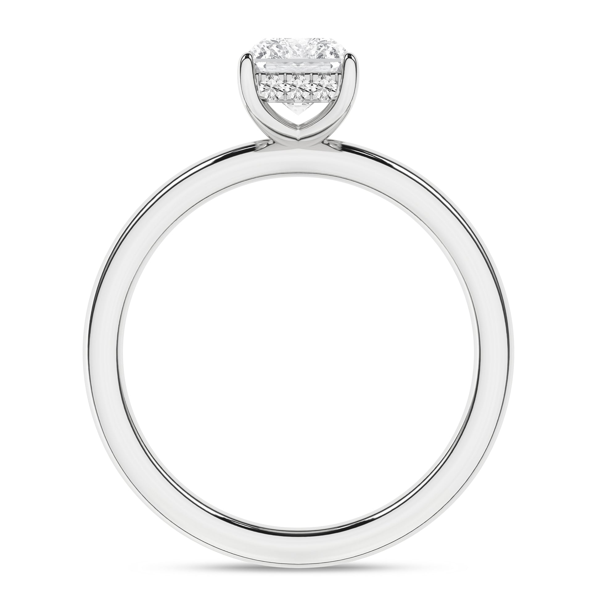 Hidden Halo Plain Shank Engagement Ring (Radiant)