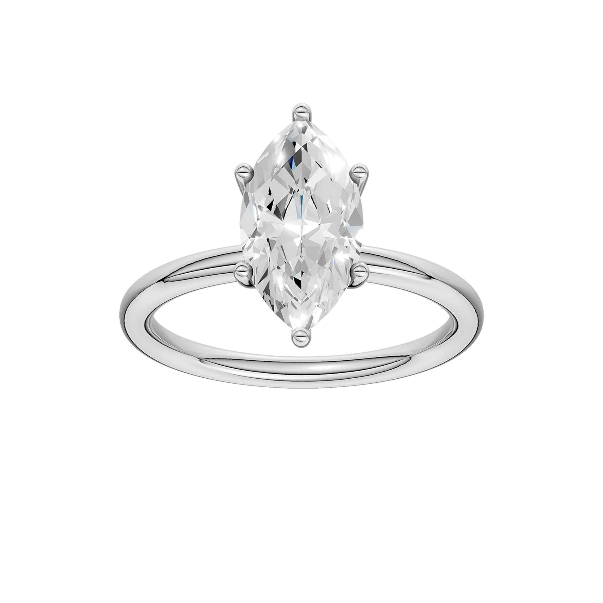 Hidden Halo Plain Shank Engagement Ring (Marquise)