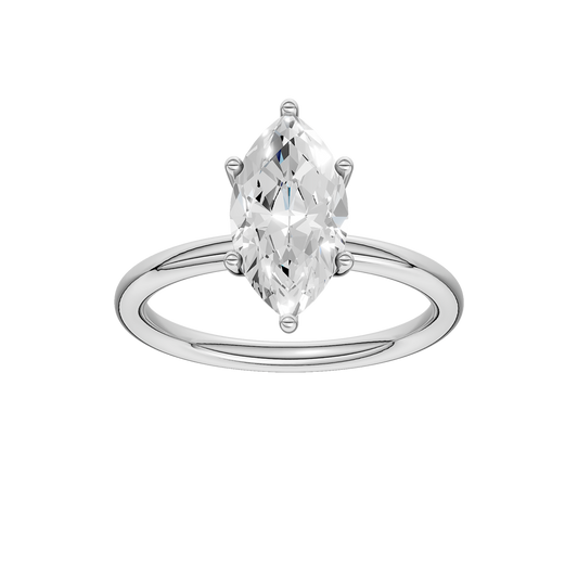 Hidden Halo Plain Shank Engagement Ring (Marquise)