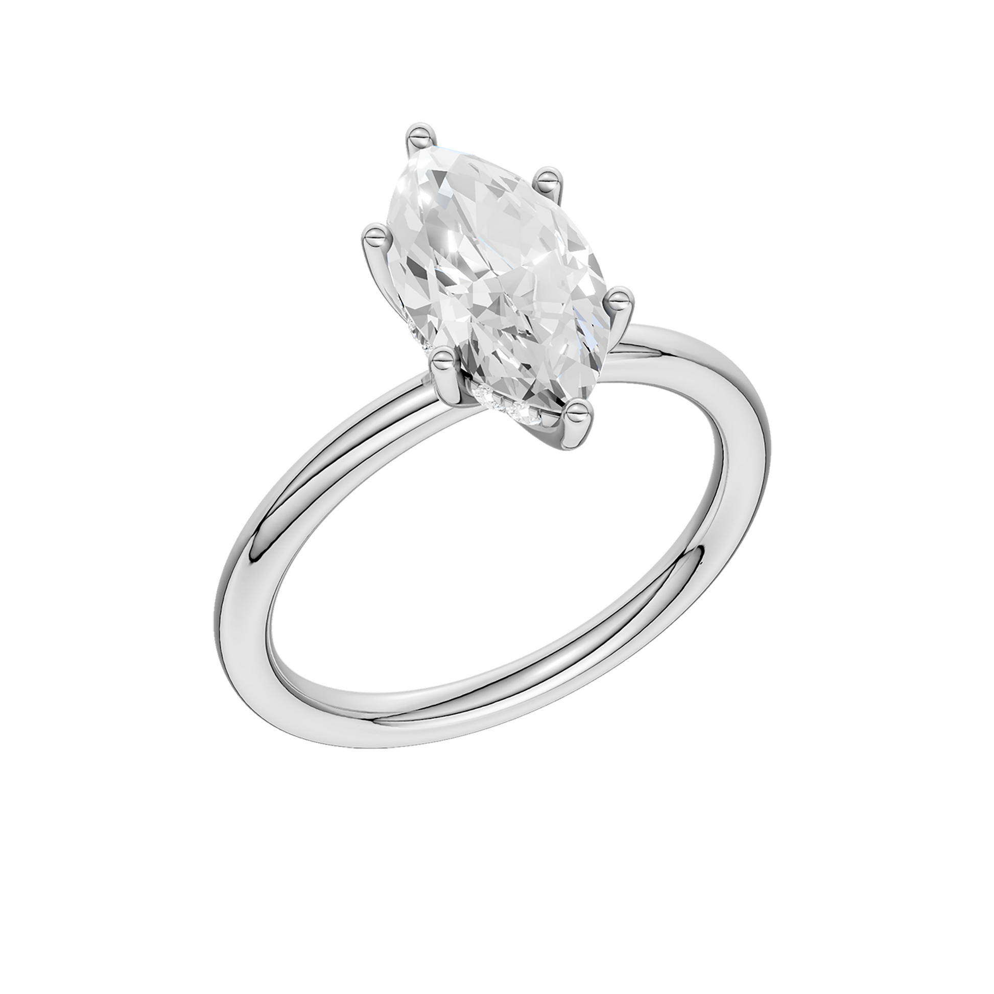 Hidden Halo Plain Shank Engagement Ring (Marquise)