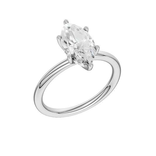 Hidden Halo Plain Shank Engagement Ring (Marquise)