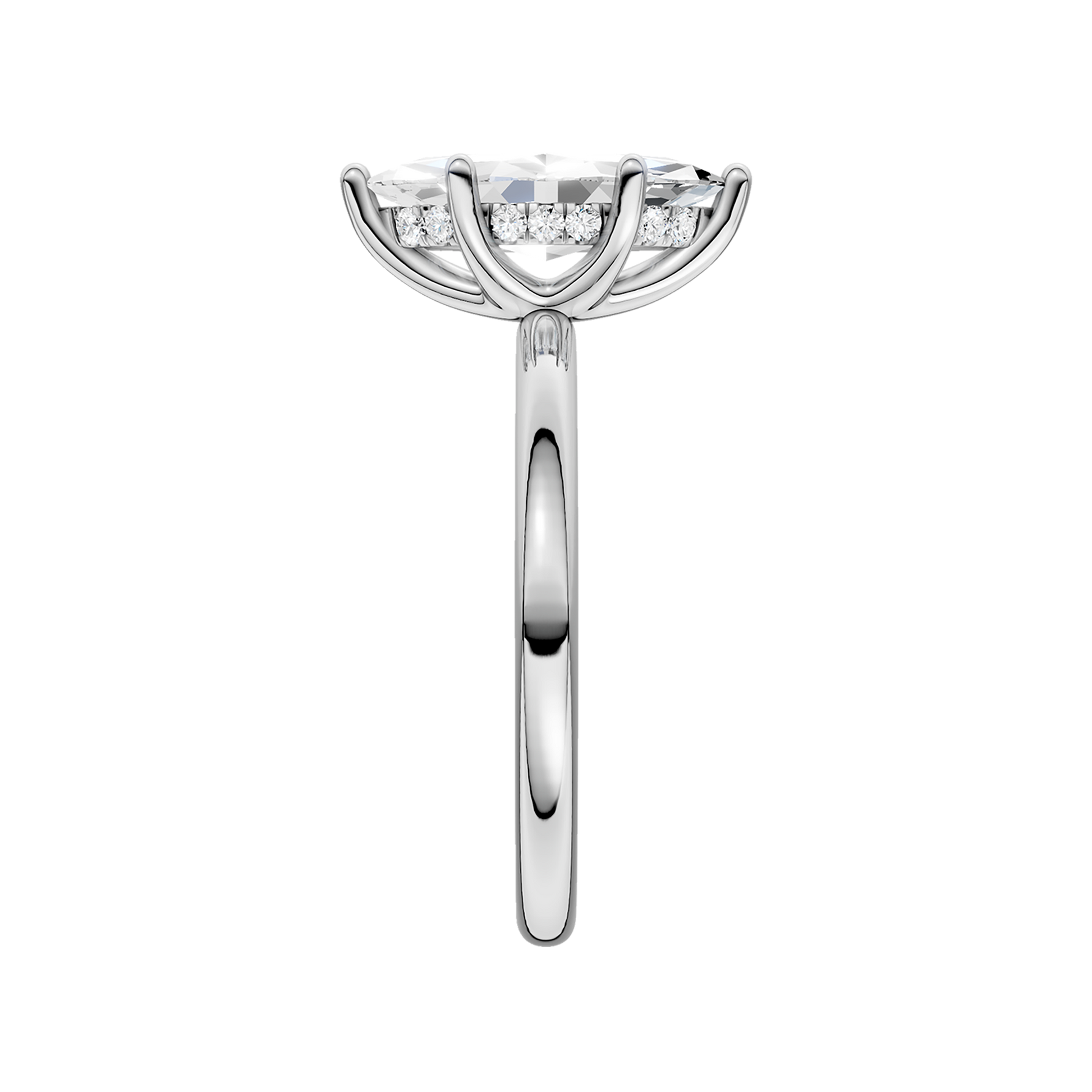 Hidden Halo Plain Shank Engagement Ring (Marquise)
