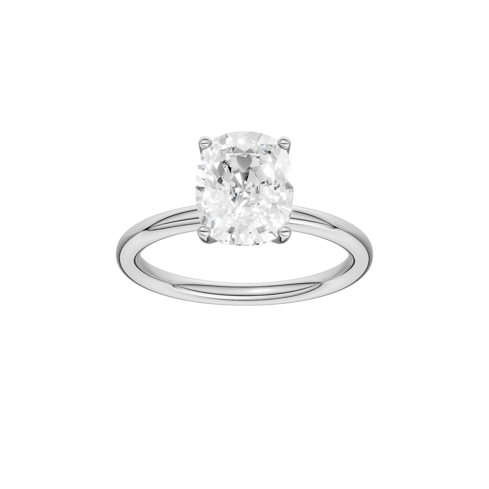 Hidden Halo Plain Shank Engagement Ring(Elongated Cushion)
