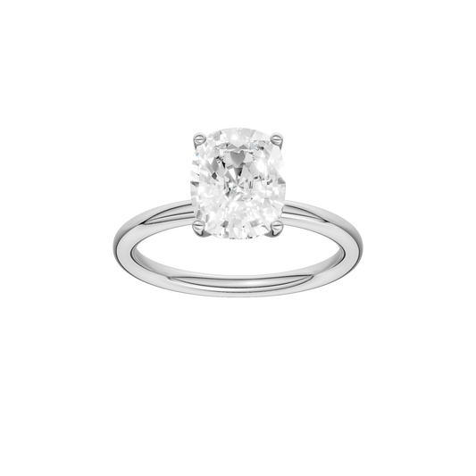Hidden Halo Plain Shank Engagement Ring(Elongated Cushion)