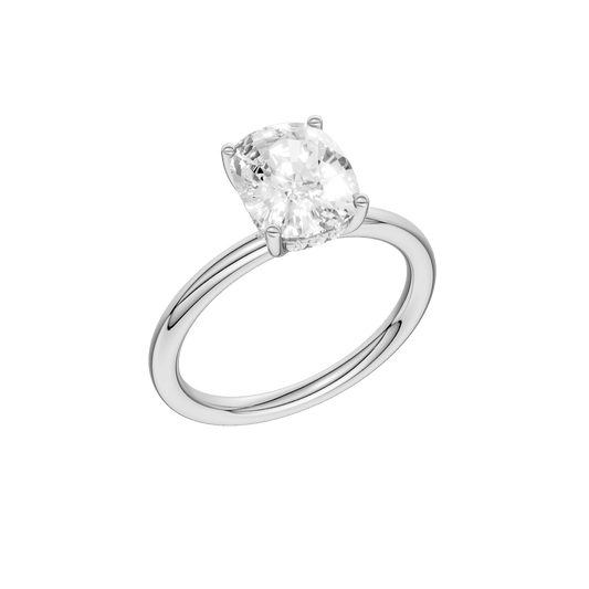 Hidden Halo Plain Shank Engagement Ring(Elongated Cushion)