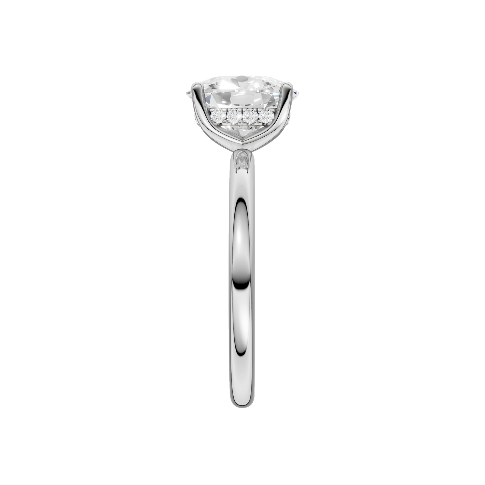 Hidden Halo Plain Shank Engagement Ring(Elongated Cushion)