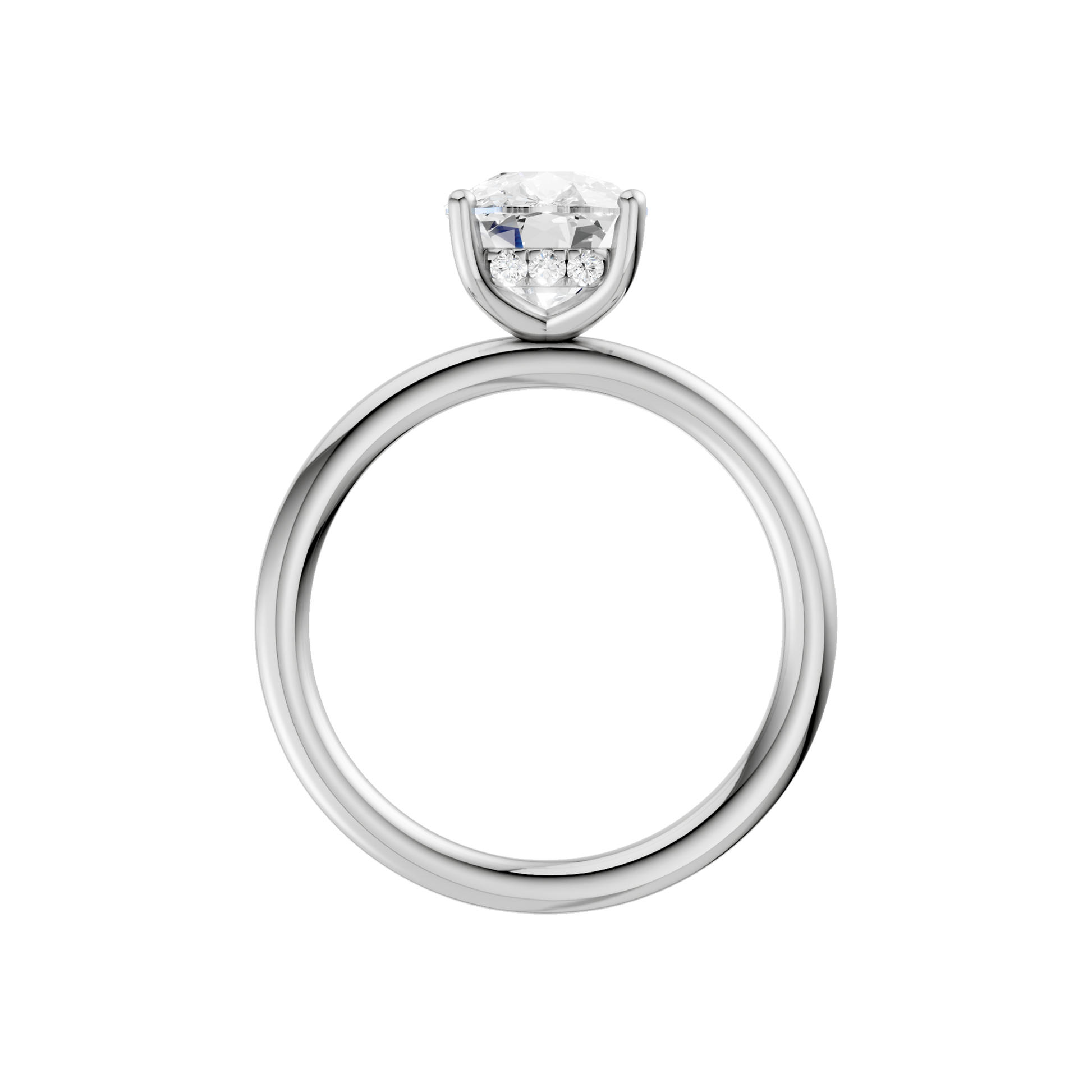 Hidden Halo Plain Shank Engagement Ring(Elongated Cushion)