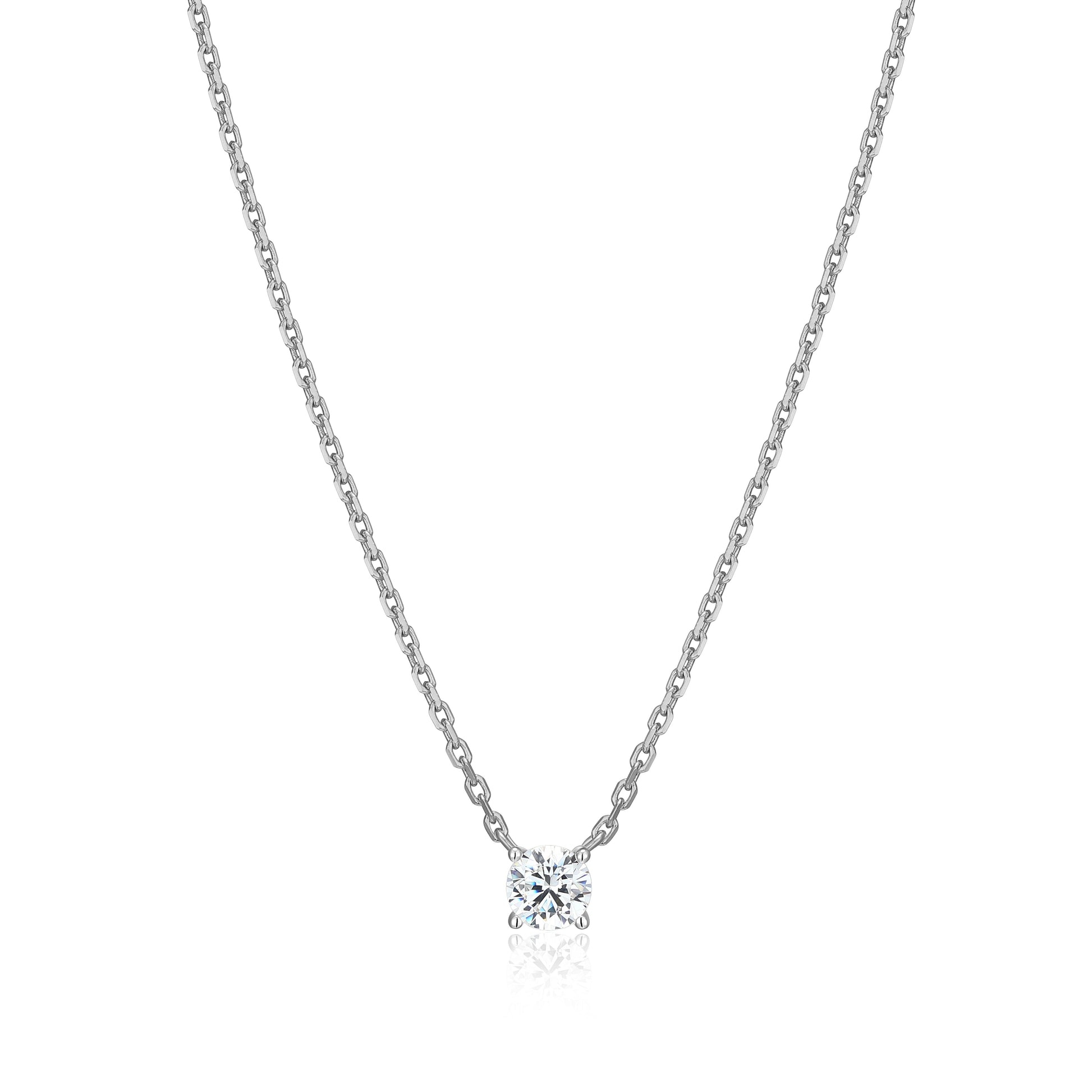 MN0115W - Essentials Small Solitaire Lab-Created Diamond Necklace
