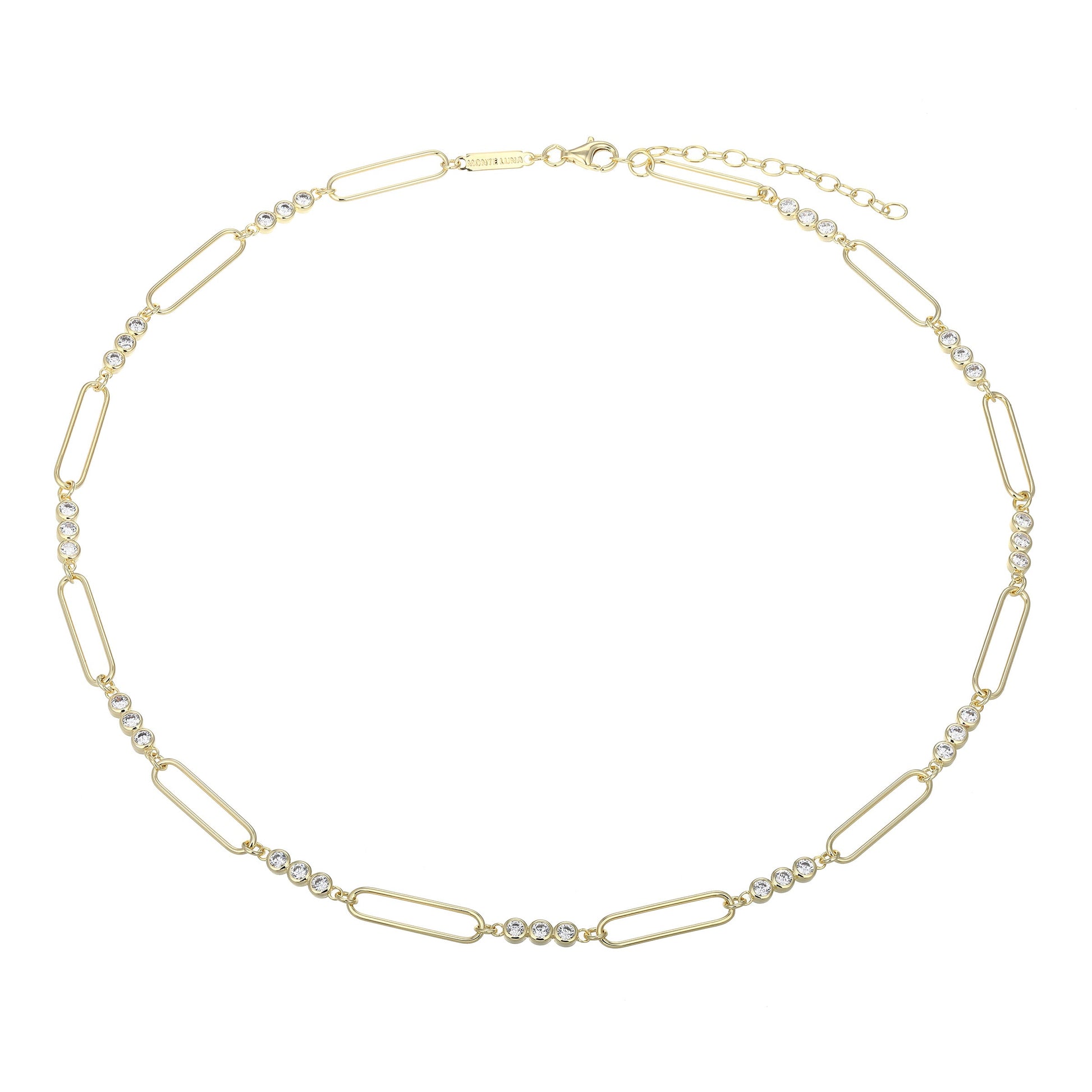 MN0120 - Bezel Paperclip Lab-Created Diamond Necklace