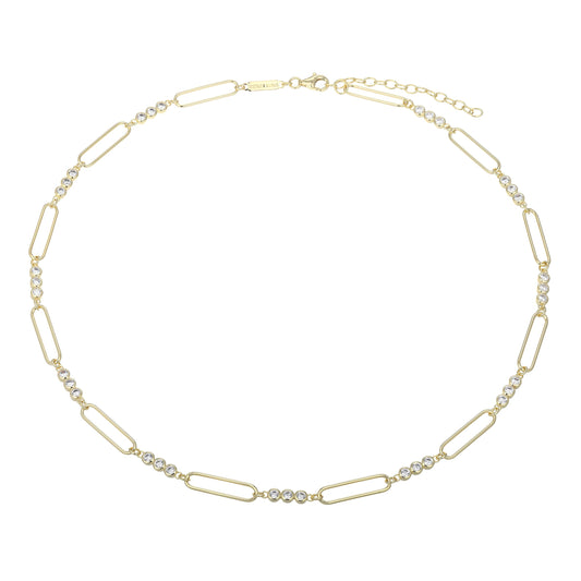 MN0120 - Bezel Paperclip Lab-Created Diamond Necklace