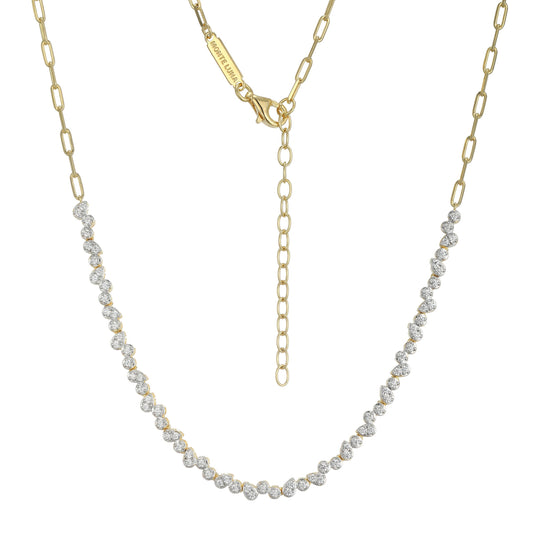 MN0122 - Pear/Round Lab-Created Diamond Paperclip Necklace