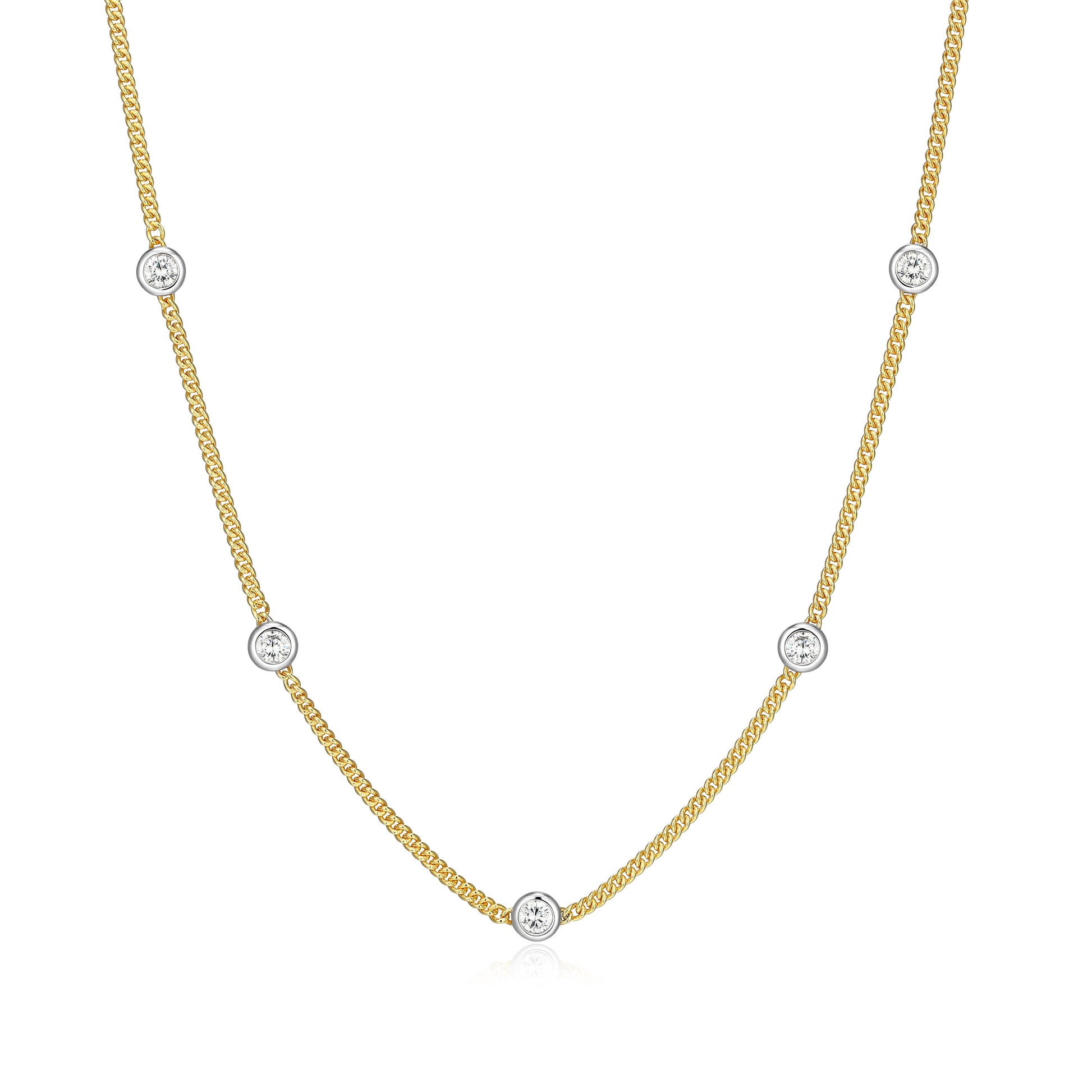 MN0133Y - Two-Tone Station Curb Chain Neck;ace