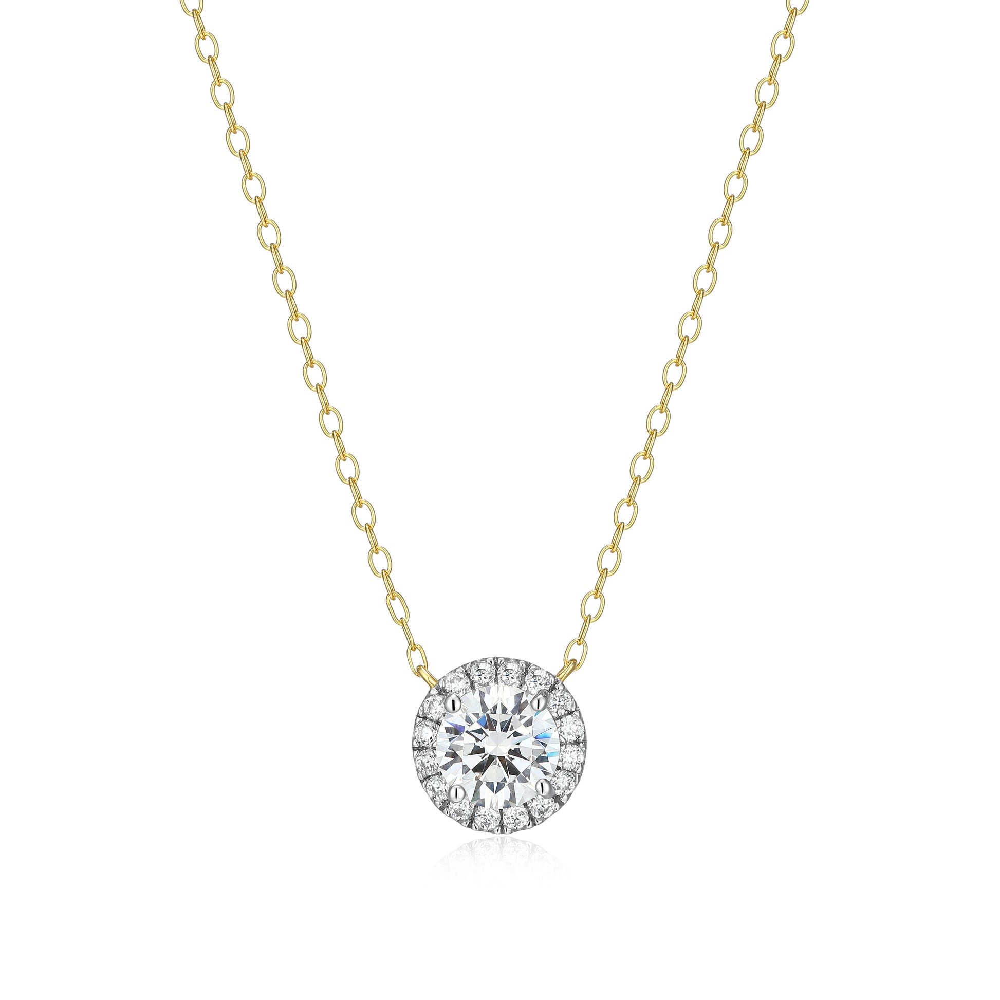 MN0147Y - Halo Stud Necklace