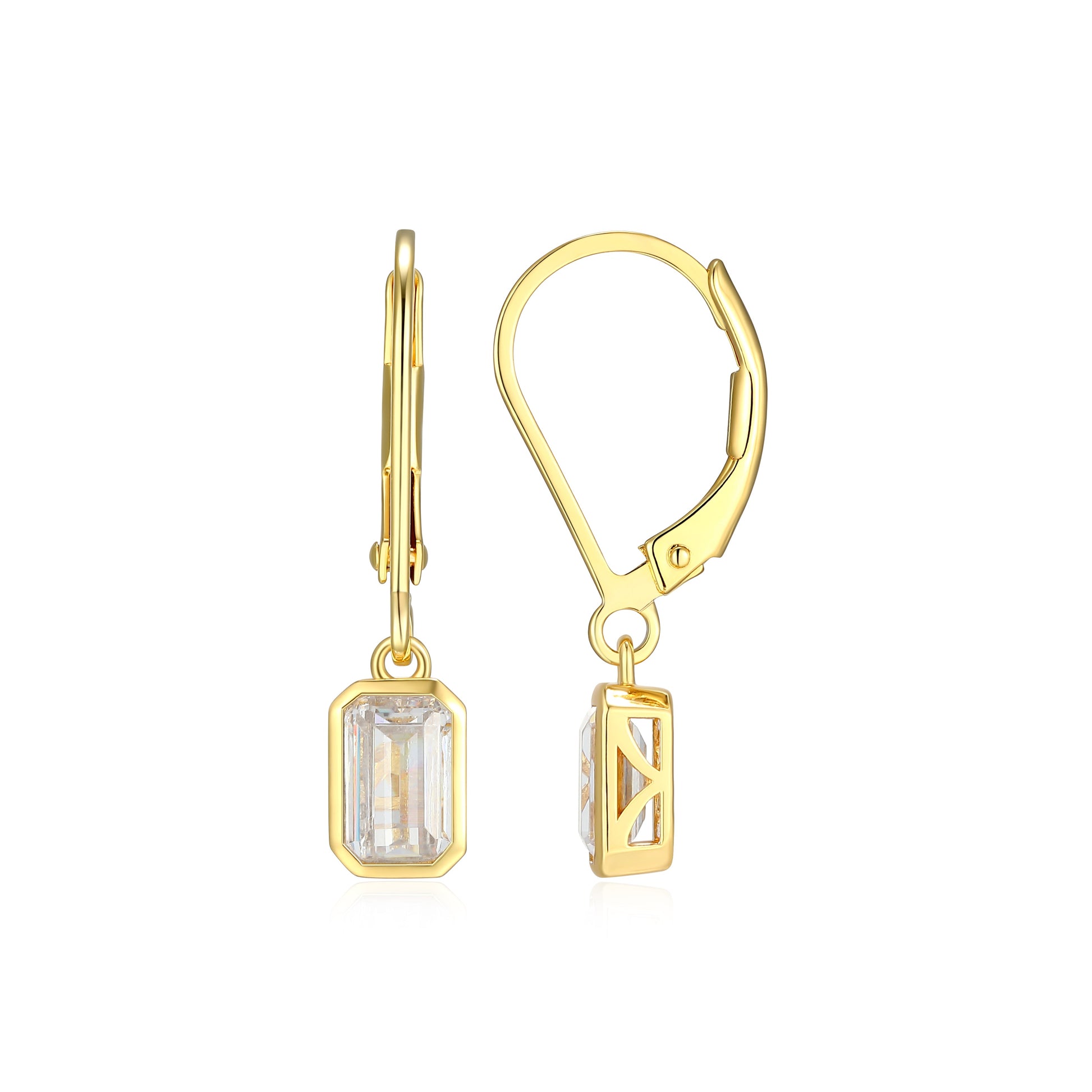 ME0136Y - Bezel Emerald Leverback Earrings