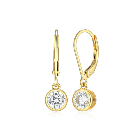ME0134Y - Bezel Round Leverback Earrings