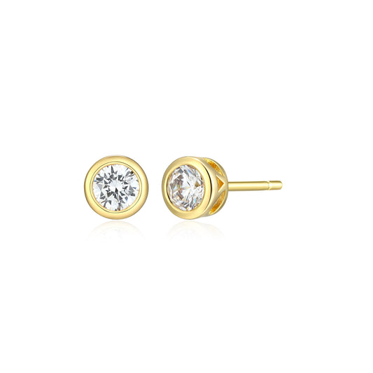 ME0143Y - Bezel Solitaire 1/2 CTTW Stud Earrings