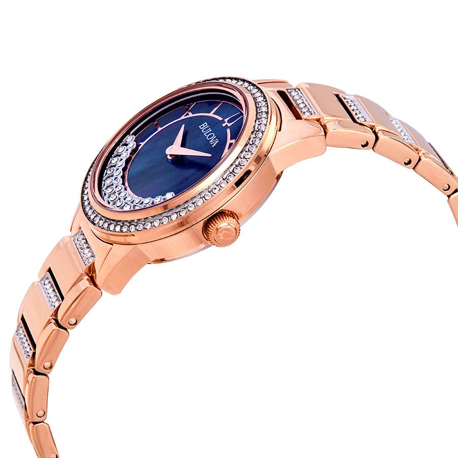 Bulova Crystal TurnStyle Blue Mother of Pearl Dial Ladies Watch Watch 98L247