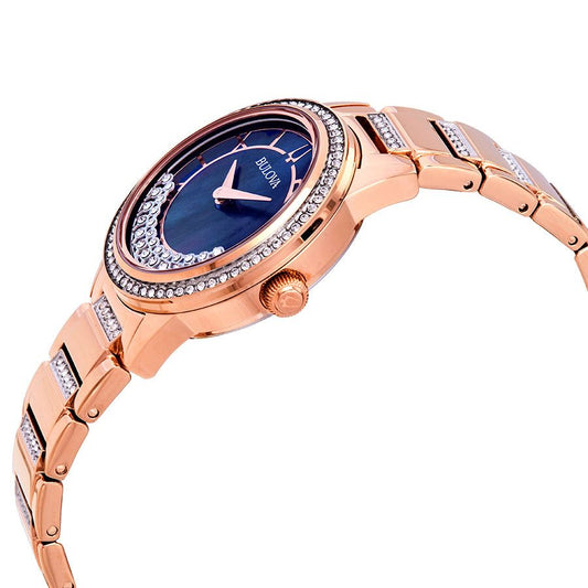 Bulova Crystal TurnStyle Blue Mother of Pearl Dial Ladies Watch Watch 98L247