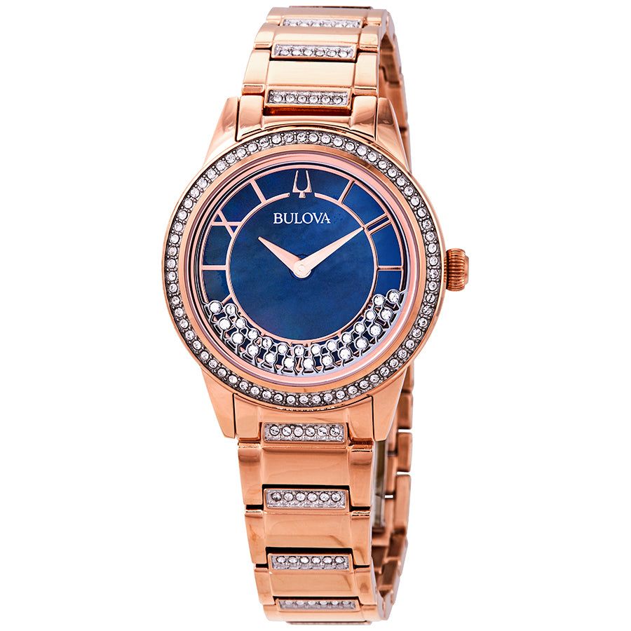 Bulova Crystal TurnStyle Blue Mother of Pearl Dial Ladies Watch Watch 98L247