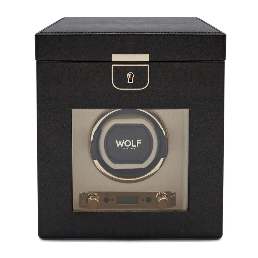 Wolf Palermo Single Watch Winder with Jewelry Storage 213702