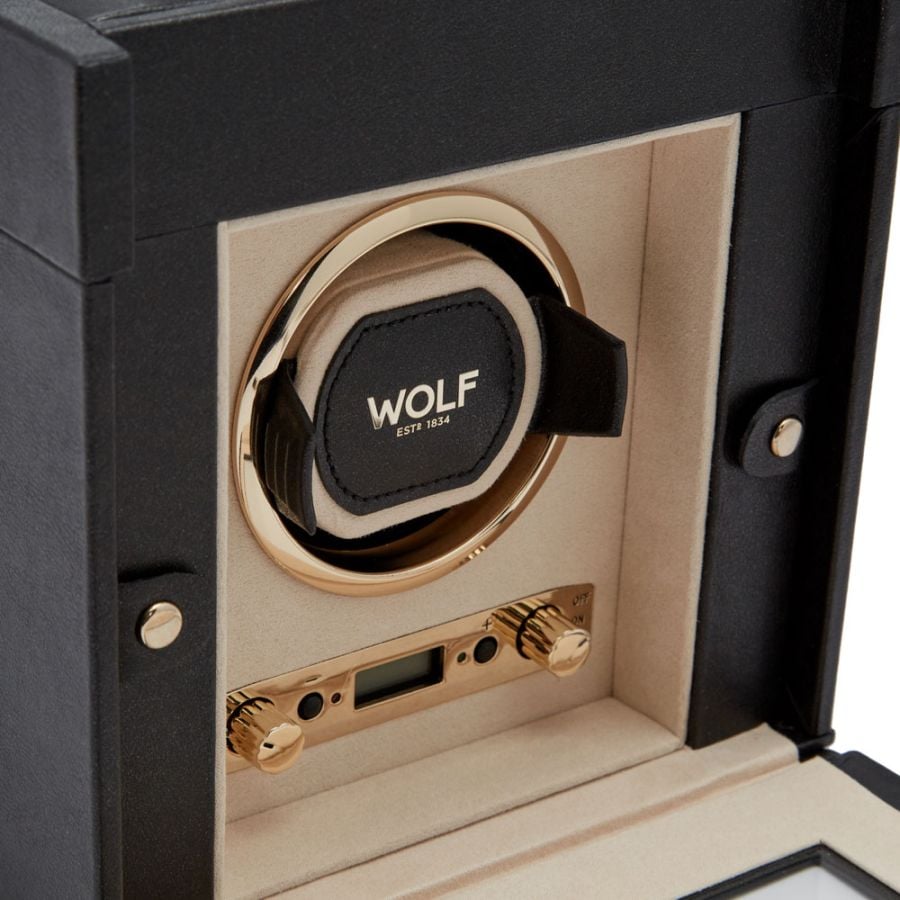 Wolf Palermo Single Watch Winder with Jewelry Storage 213702