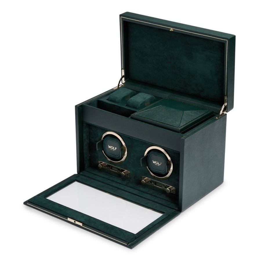 Wolf British Racing Double Watch Winder with Storage 792241