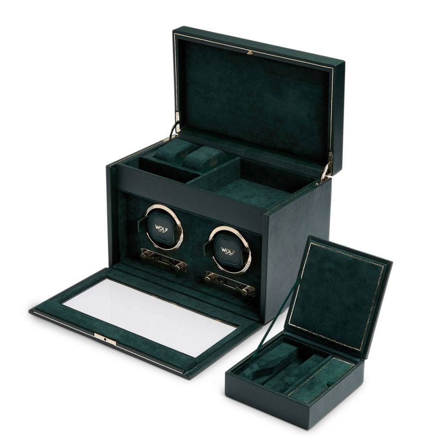 Wolf British Racing Double Watch Winder with Storage 792241