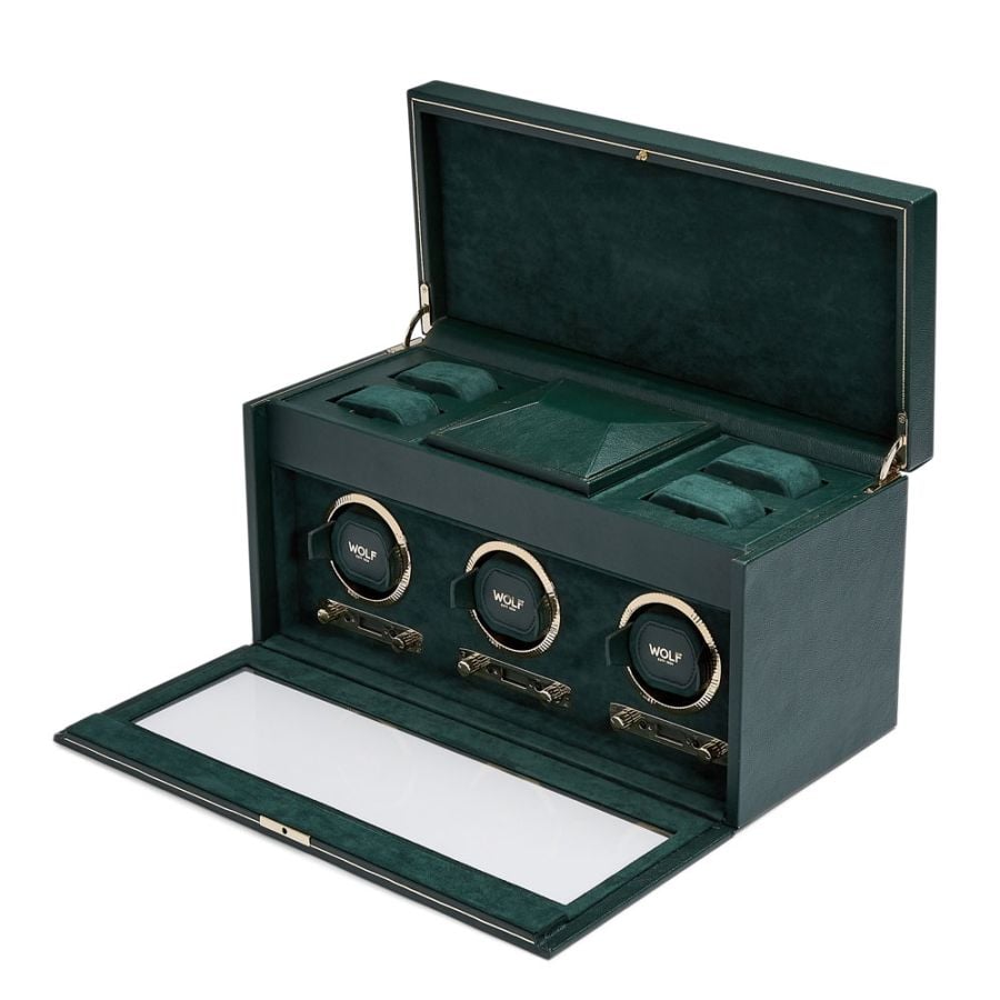 Wolf British Racing Triple Watch Winder with Storage 792341