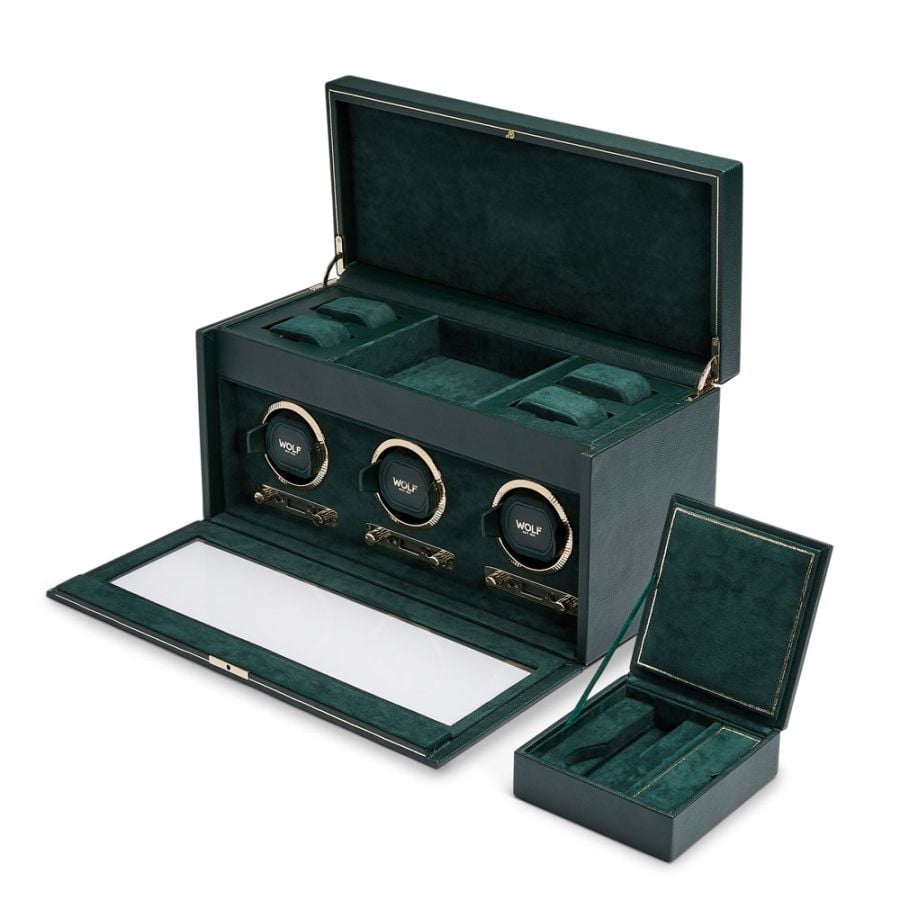 Wolf British Racing Triple Watch Winder with Storage 792341